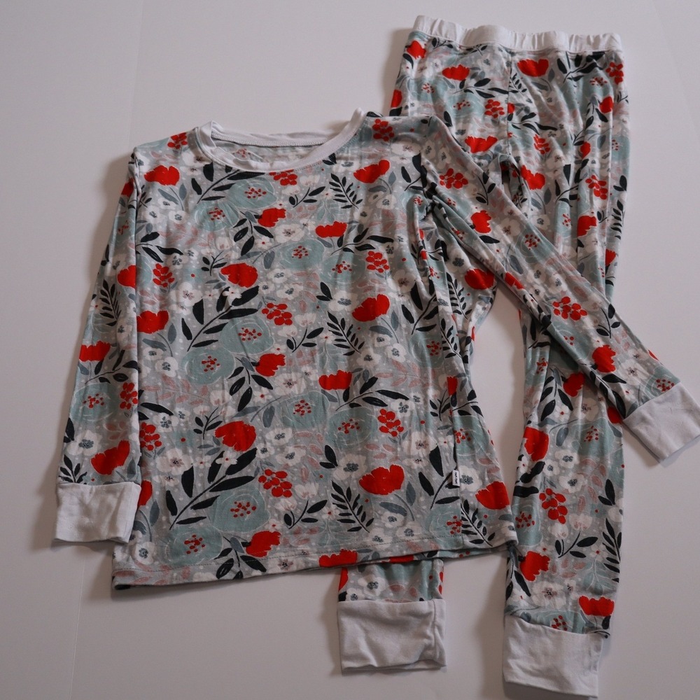 Little Sleepies Winter Floral Bamboo Pajama Set Kids 7/8